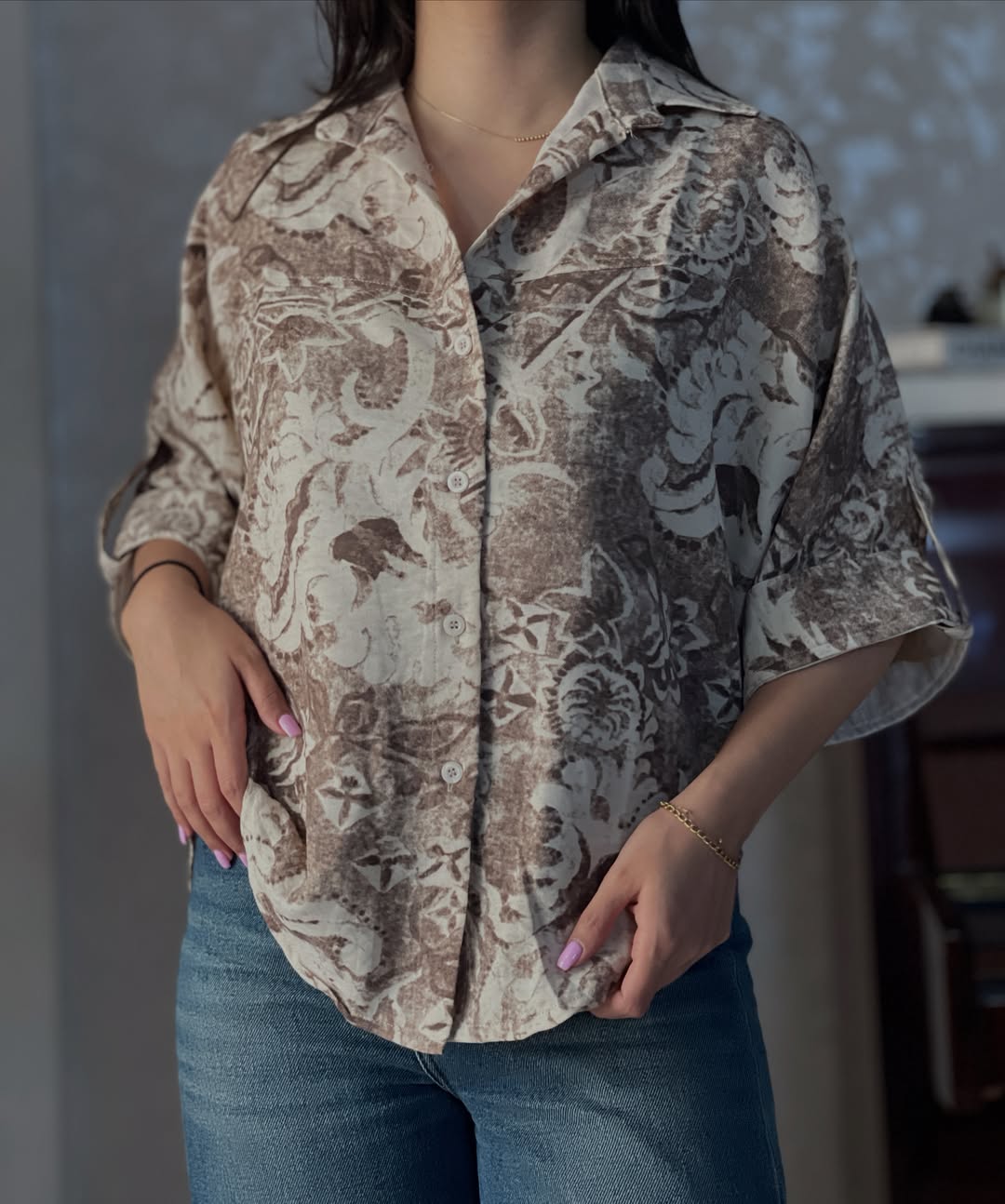 شومیز ابرنگی مدل شلوغ